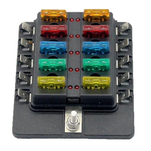 for Bil Båt RV 32V 10-veis Bladtype Plug Type Holder LED Varsellys