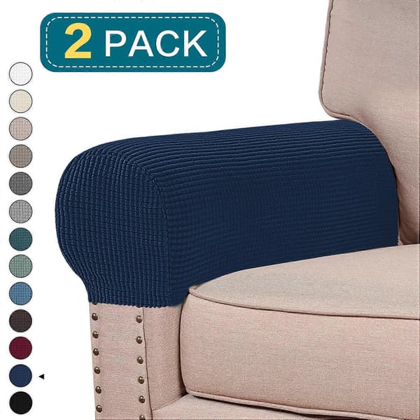 Stretchbara armstödsskydd i spandex för stolar, soffor, fåtöljer och recliner-soffor med vridstift, 2-pack (Marinblå)