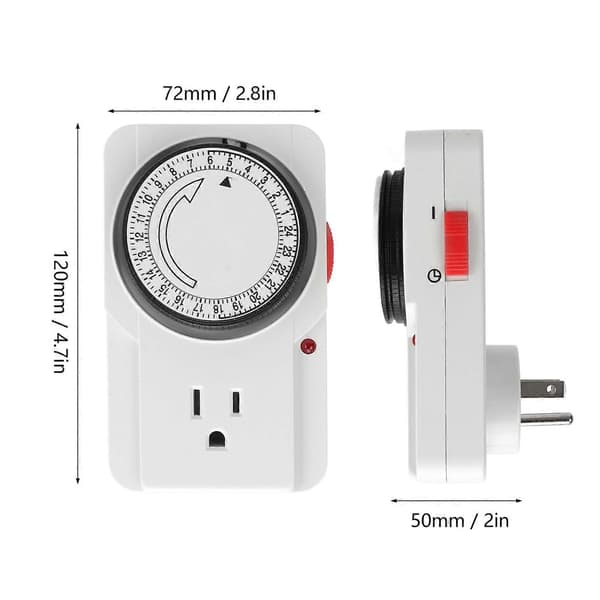 Mekanisk Timer til Stikkontakt 24 Timers Cyklus 3 Ben 2 Tilstande Lysindikator Stik i Elektrisk Timer til Lys