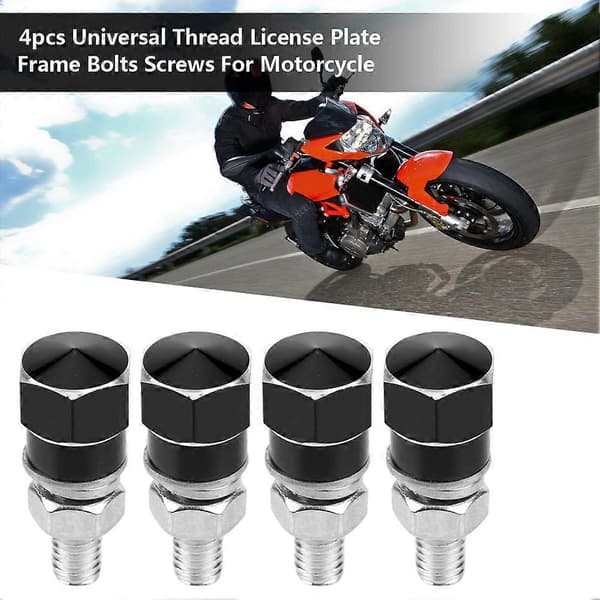 4 stk. Universal Gevind Nummerpladeramme Bolte Skruer Til Motorcykel (sort)