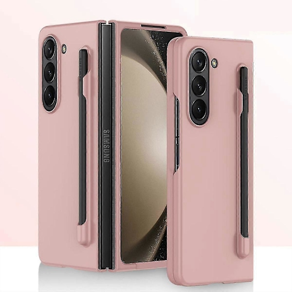 Z Fold 5 Skal, Slimmat Ultratunt PC Stötsäkert Skal Kompatibelt med Samsung Galaxy Z Fold 5 med S Pen Hållare & Skärmskydd Pink