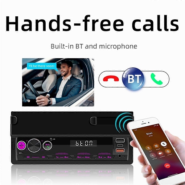 Yksittäinen Din-autostereosoitin MP3-soitin Radiovastaanottimet Audio Bluetooth-handsfree USB FM AUX -liitännällä ja puhelinpidikkeellä