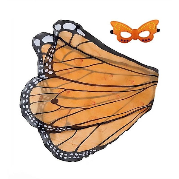 Fjärilsdräkt för barn Fjärilsvingar Chiffongdräkt butterfly orange