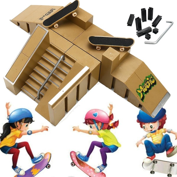 Skate Park Ramp delar med 2 däck Gripbräda fingerbräda leksaker