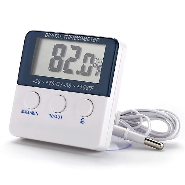Digitalt køleskabstermometer med alarm og maksimum- og minimumstemperatur samt LED-indikatorlys
