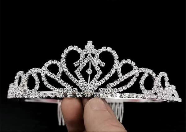 Sølv Rhinestone Tiara Krone Med Kam - Krystal Krone Til Fester Og