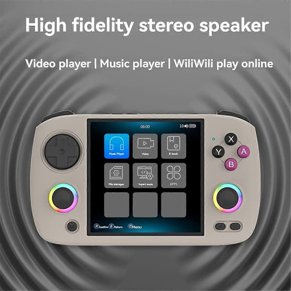 RG CubeXX Retro Handhållen Spelkonsol 32GB RGB Joystick Videospelsspelare Stöder WIFI Bluetooth Grå