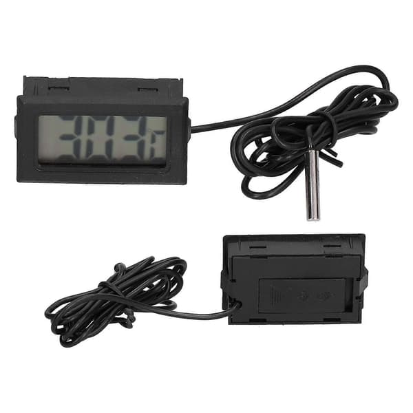 Digital Elektronisk Temperaturmätare Svart ABS LCD Termometer med Extern Sond