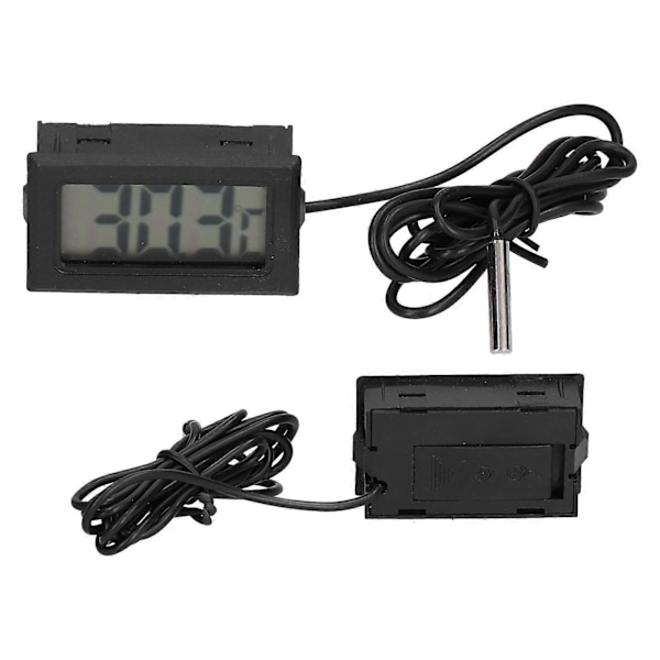 Digitalt elektronisk temperaturmåler sort ABS LCD termometer med ekstern probe