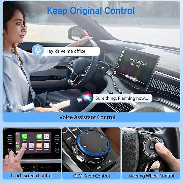 2 i 1 Trådløs Carplay AI Boks Android Auto Plug and Play Anvendelig til at Konvertere Original Bil Kablet Carplay til Trådløs
