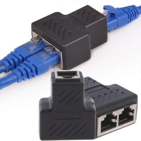 1 til 2 LAN Ethernet Netværksforlænger Adapter Stik Splitter Konnektor til RJ45