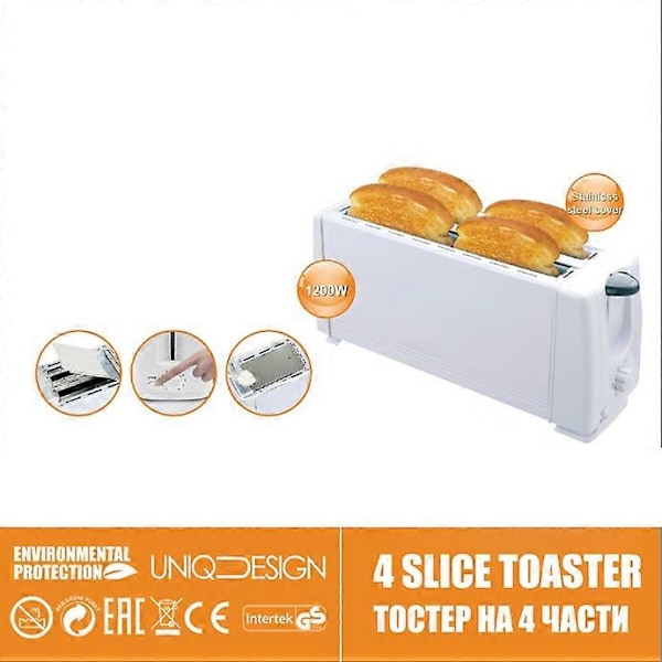 Brödrost EU Standard 220V Hem Rostfritt Stål kan Rosta Fyra Skivor Frukostbröd Sandwich Lätt Matberedare
