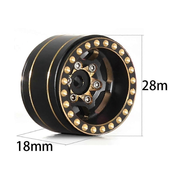 4 stk. 1.0 Plus Messing Beadlock Felger Hjul for 1/18 TRX4M SCX24 FCX24 RC Bil Oppgraderingsdeler