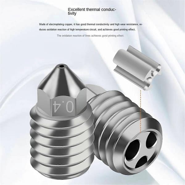 För X1 X1C P1S P1P Kopparpläterat Munstycke Högt Flöde CHT Munstycke 3D-skrivartillbehör 0.4mm