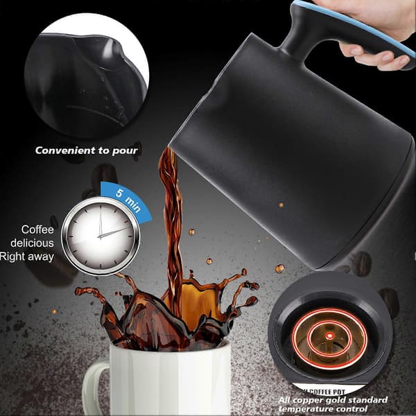 500ml Kaffekanne Rustfritt Stål Elektrisk Termisk Kaffetrakter for Kontor Blå