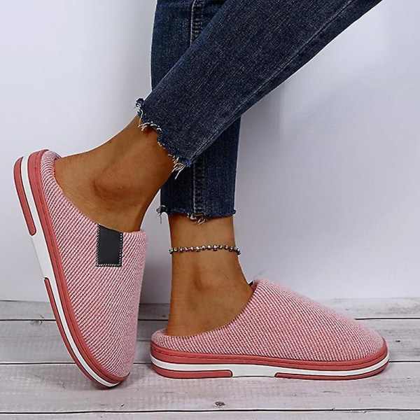 Vinterplyschtofflor Fleecefodrade Slip On House Skor Mjuka anti-sladd unisex fötter för inomhusbruk Pink 40 41