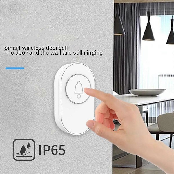 433MHz Trådløs Dørklokke Vandtæt Smart Home Dørklokke Sæt Natkamera Fluorescerende Ring Flash Sikkerhedsalarm EU Stik