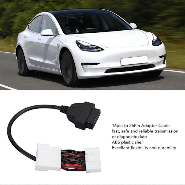 OBD 16Pin til 26Pin Splitter Adapter Kabel Høj Fleksibilitet Glat Transmission Erstatning for Tesla Model 3 Y