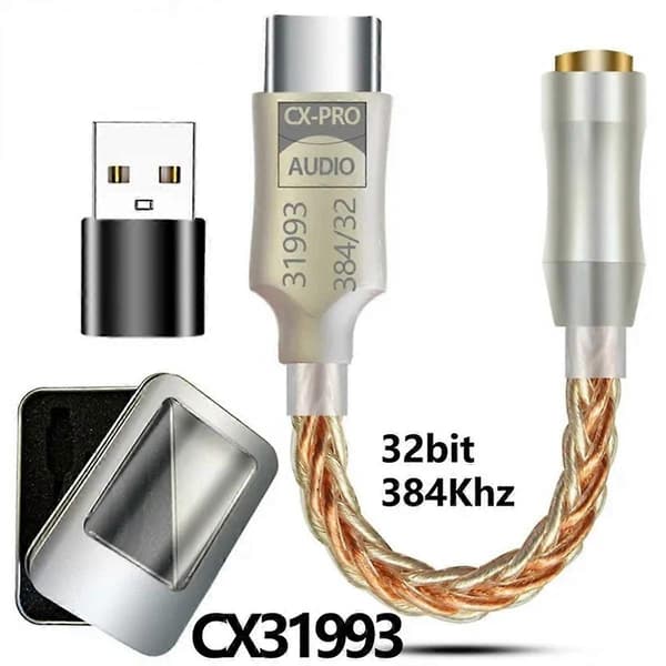 CX31993 HiFi DAC Typ C till 3,5mm Hörlursförstärkare Ljuddekoder IEM AMP Mobiltelefonadapter med USB-adapter B