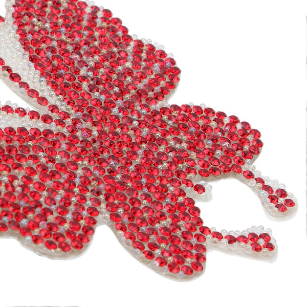 Kristallfjärilssticker Glänsande Självhäftande Hot Rhinestone för Dekoration Kläder Bil Dator Röd