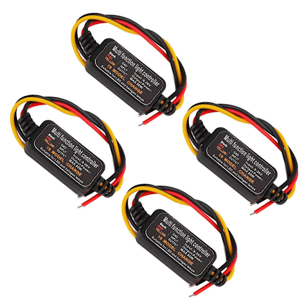 4 stk. DC9?26V LED Bremselys Blinklys Strobe Kontroller 16 Moduser Justerbar for Bil Motorsykkel