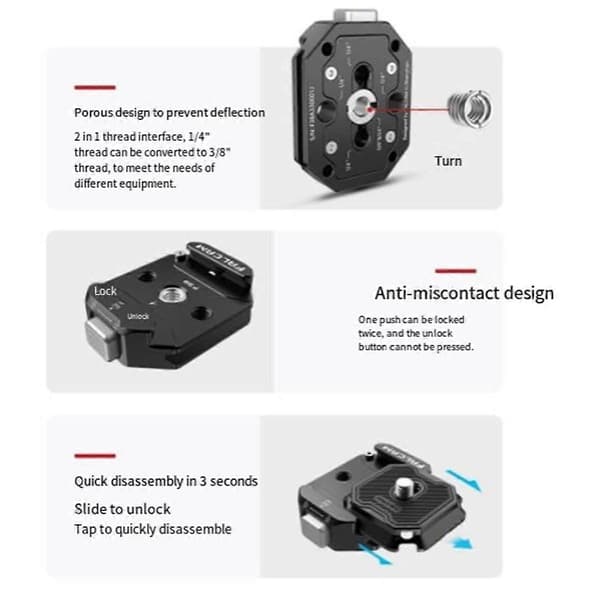 F38 Multi-Hul Hurtigudløserplade Kit Tripod Mount Adapter Hurtigudløserplade Kameratilbehør