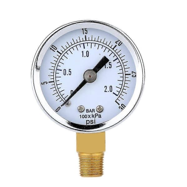 Trykkmåler - 0 - 30 psi 0 - 2 bar Mini dial trykkmåler kompressormålere hydraulisk trykkmåler Ga