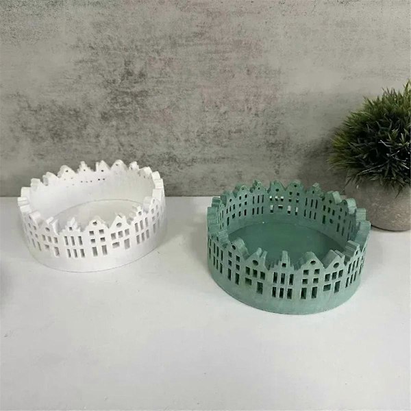 Ny Hul Hus Lysestake Silikonform Hus Lysdekorasjon Form DIY Betong Resin Lagemold