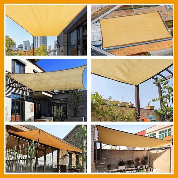 UV-skydd Beige Skuggnät Trädgård Balkong Växtskjul Skuggsegel Utomhus Pool Markis Överdrag Camping Canopy, B