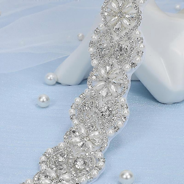 Brudebelte Håndlaget Krystall Rhinestone Flettet Brudekjole Belte Sløyfe For Brudekjoler Style D