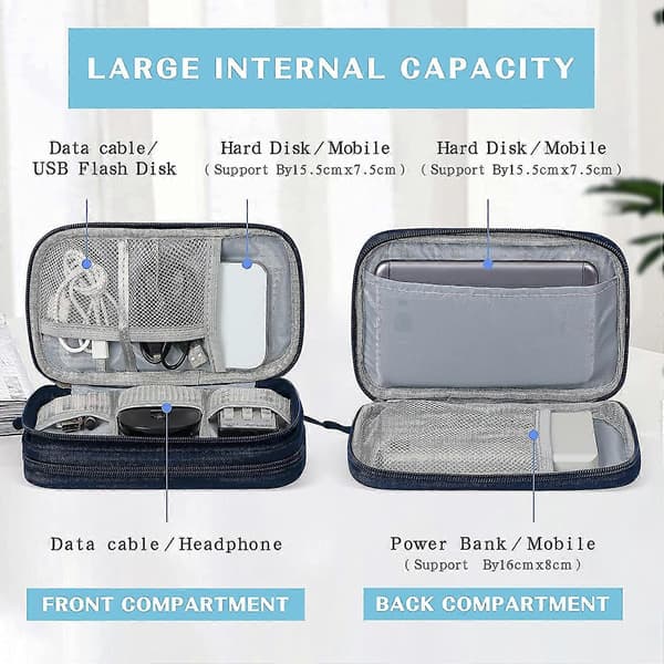Elektronisk Organizer, Kabel Organizer Taske Elektronisk Tilbehør Etui Black