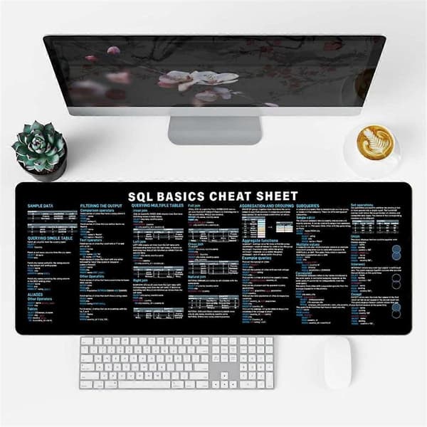 SQL Programmering Musmatta Stor Fuskblad Kortkommando Tangentbord Musmatta för Databas Halkfri Skrivbordsmatta