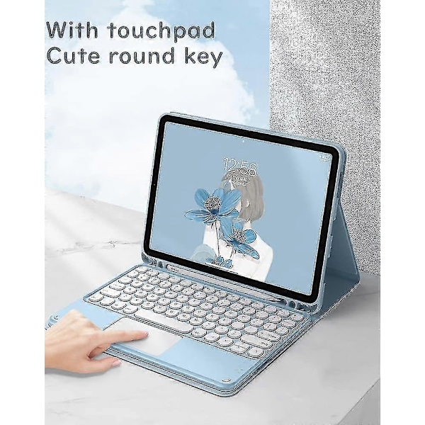 Ipad 6 Ipad 5 Air 2 Pro 9.7 Tommer Tastatur Etui Med Touchpad Søde Runde Taster Farvet Tastatur Ipad 6. 5. Generation Aftageligt Bluetooth Touch Tastatur Yellow