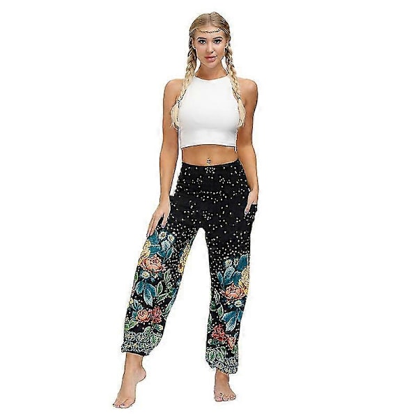 Dame Harem Bukser, Høj Talje Yoga Boho Bukser Med Lommer style 3