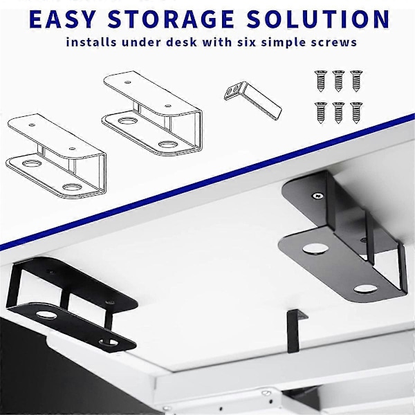 Laptop Rack Under Desk Holder Hylde Opbevaringsbeslag Multifunktionel Bakke Organizer med Skrue Metal Palle Support