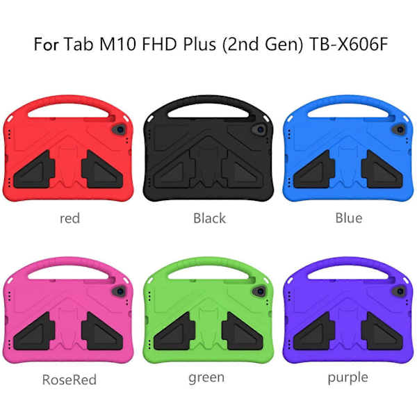 Tabletveske for Tab M10 FHD Plus TB-X606F 10.3 Tommers Nettbrett Anti-Fall Veske med Nettbrettstativ for Barn (Rose Rød)