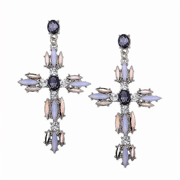 Trendy Rhinestone Kors Øredobber For Kvinner Store Statement Øredobber Krystall Sommer Øredobb Mote Høst Smykker champagne