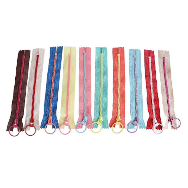 10 st DIY-väskdragkedjor för sömnad, 10 färger hartsdragkedja, delbara jackdragkedjor för klädpåsar, hemtextil, 20 cm
