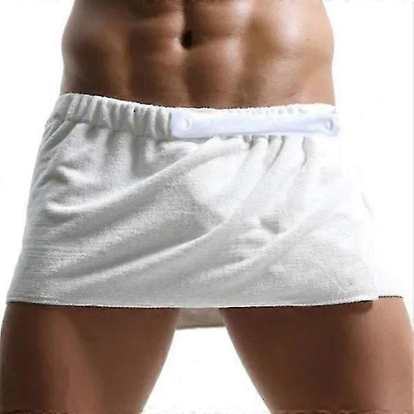 Myk, brukbar badehåndkle for menn, korte bukser, mykt mikrofiber svømme- og strandhåndkle white