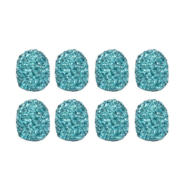 8 stk. Bil Dækventil Hætte Håndlavet Glitrende Rhinestone Attraktiv Universal til Modifikation Blå
