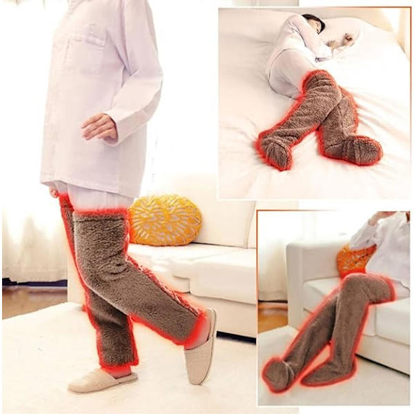 SnugglePaws Socktofflor, damtofflor, söta varma strumpor benvärmare knästrumpor varma tofflor strumpor Light Gray
