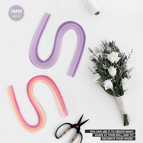 9 Gradientfarger 54cm Lengde DIY Papir Quilling Sett Håndverktøy (5mm bredde)