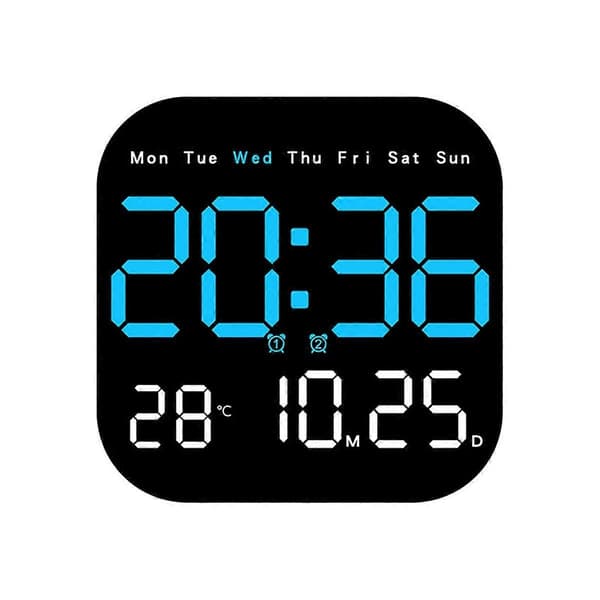 Digitala Väggklockor Temperatur Datum Vecka Display Elektronisk Bordsklocka 12/24H Väggmonterad LED Väckarklocka Fjärrkontroll, B