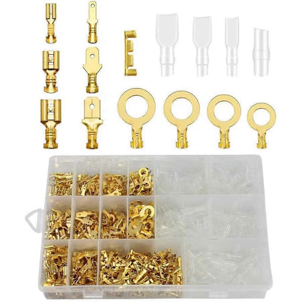 1000 st Snabbkopplingsklämmor Set 2.8 4.8 6.3mm Mässing Isolerad Hylsa Krympterminal Kit för Industri 1000 st