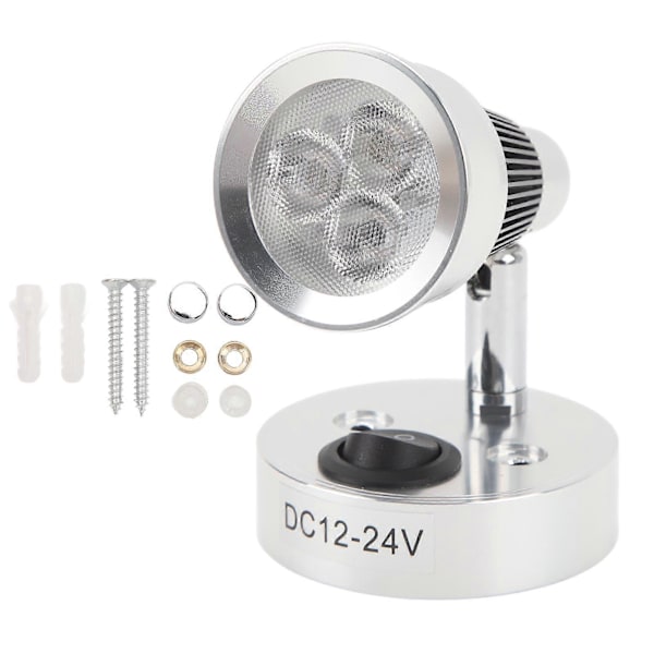LED RV Sengelampe DC12 til 24V Sølv 3W 3000K Varm Hvid Bærbar Læselampe til Yacht Skibe Båd