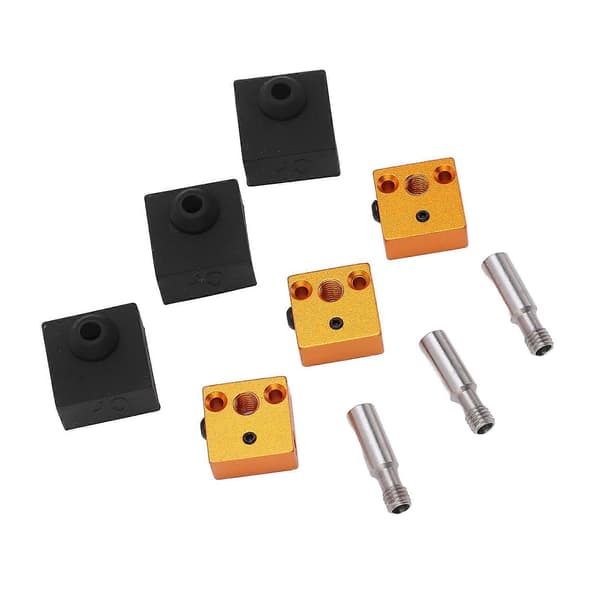 3 Set 3D-skrivardelar Silikonsocka Aluminium Värmeblock Rostfritt Stål Hals för MK7 MK8