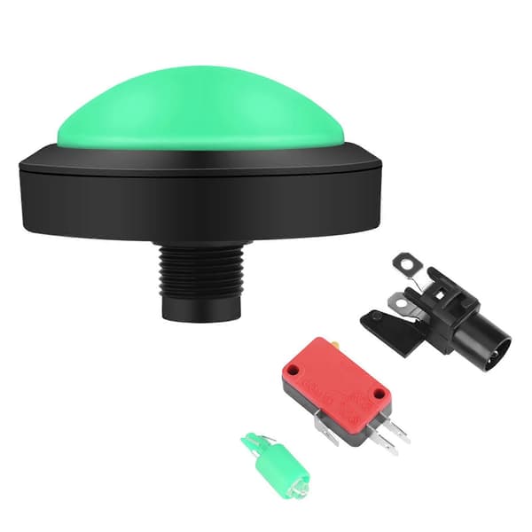 100mm Massiv Arkadeknapp med LED Konveks Konsoll Erstatning (grønn)