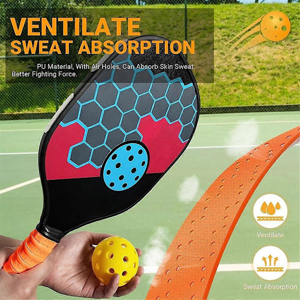 1 Par Pickleballracketar, Handlim, Svettabsorberande Remmar, Halkskyddsremmar, Greppremmar - Orange