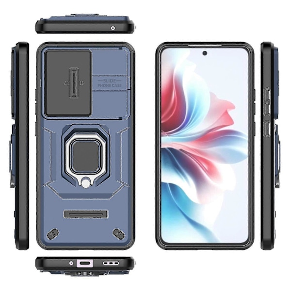 Skal med Ringstöd och Skjutbart Kameraskydd för Oppo Reno11 F 5G - Lila Blue