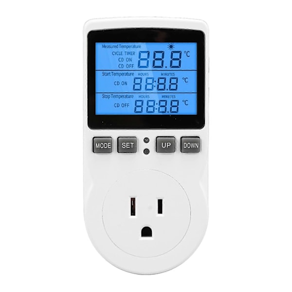 Smart Termostat Digital Temperaturregulator Stikkontakt Timer med Blåt Baggrundslys til Hjemmebrygning Fermentering Drivhus
